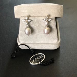 Platinum, diamond and cultured pearl earrings
